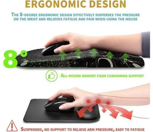 Alt view image 5 of 6 - Ergonomic Mouse Pad Wrist Support with Massage Design Wrist Rest Pain Relief Mousepad with Memory Foam&Non-Slip PU Base Mouse Pads for Wireless Mouse (12x8 inch Tarot Constellation)