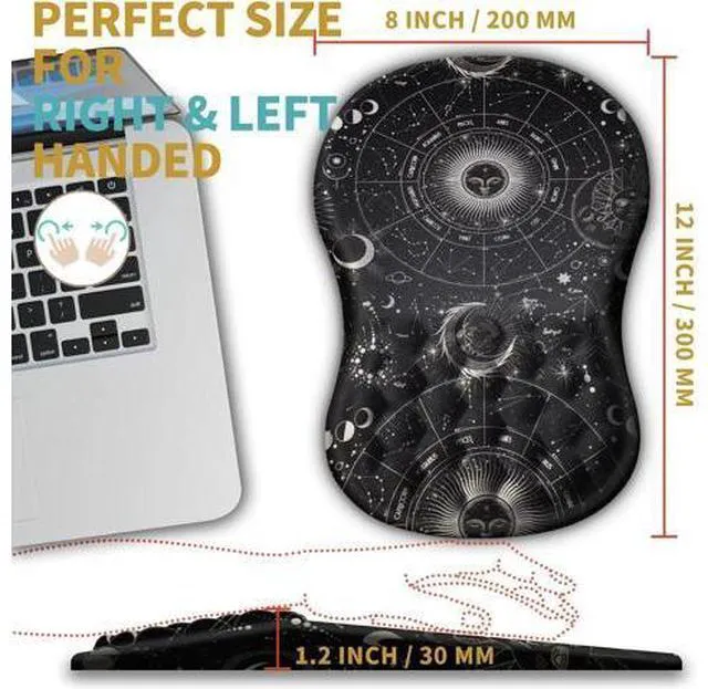 Alt view image 4 of 6 - Ergonomic Mouse Pad Wrist Support with Massage Design Wrist Rest Pain Relief Mousepad with Memory Foam&Non-Slip PU Base Mouse Pads for Wireless Mouse (12x8 inch Tarot Constellation)