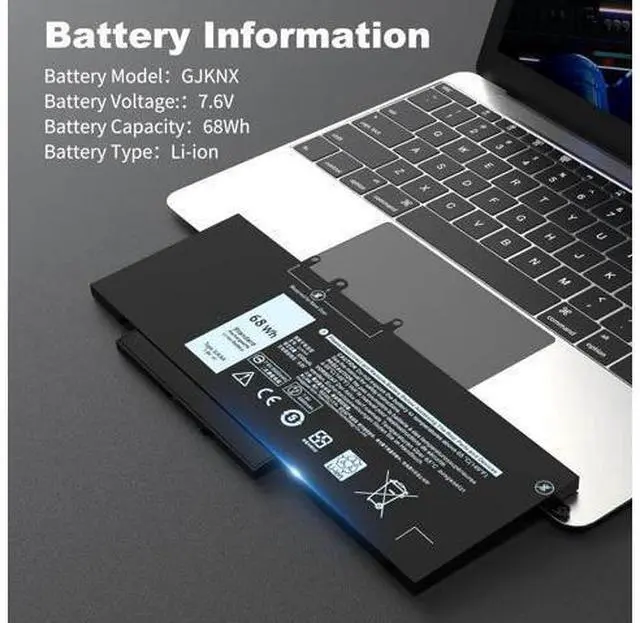 Alt view image 2 of 7 - 68Wh GJKNX Laptop Battery Compatible with Dell Latitude 5480 5490 5580 5590 5491 5280 5495 5591 5288 5488 5290 E5480 E5580 E5490 E5590 Precision 3520 3530 7.6V 5YHR4 451-BBZG GD1JP DY9NT