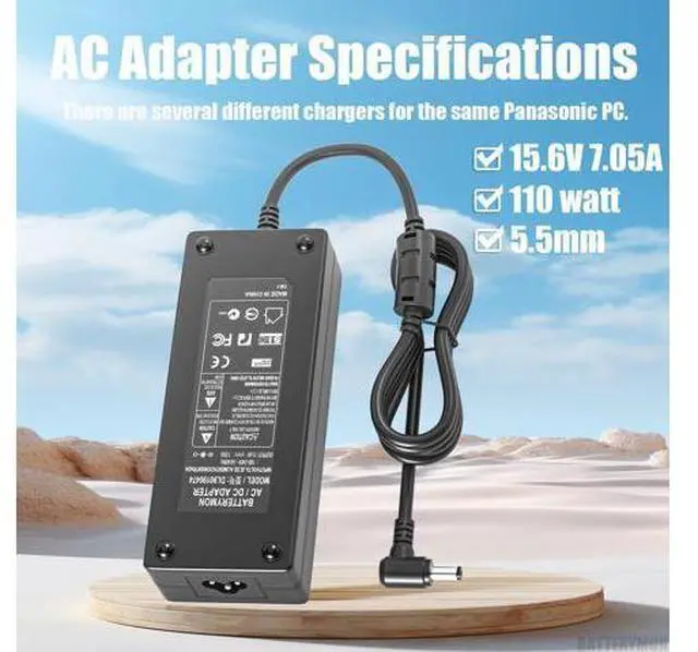 Alt view image 3 of 6 - 15.6V 7.05A 110W AC Adapter Charger Compatible with Panasonic-Toughbook FZ-55 CF-54 CF-54C CF-53 CF-52 CF-52R CF-33 CF-31 CF-19 CF-D1 CF-AA5713A M2 CF-AA5713A M1 Toughbook Laptop Power Cord