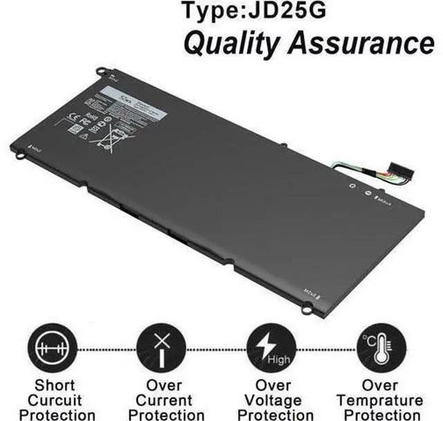 Alt view image 3 of 7 - JD25G 9343 9350 Laptop Battery Replacement for Dell XPS 13 XPS13 13D XPS13D 13-9343 13-9350 13D-9343,90V7W 090V7W 0DRRP 0RWT1R RWT1R 0N7T6 P54G 5K9CP JHXPY