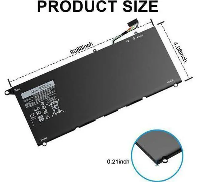 Alt view image 4 of 7 - JD25G 9343 9350 Laptop Battery Replacement for Dell XPS 13 XPS13 13D XPS13D 13-9343 13-9350 13D-9343,90V7W 090V7W 0DRRP 0RWT1R RWT1R 0N7T6 P54G 5K9CP JHXPY