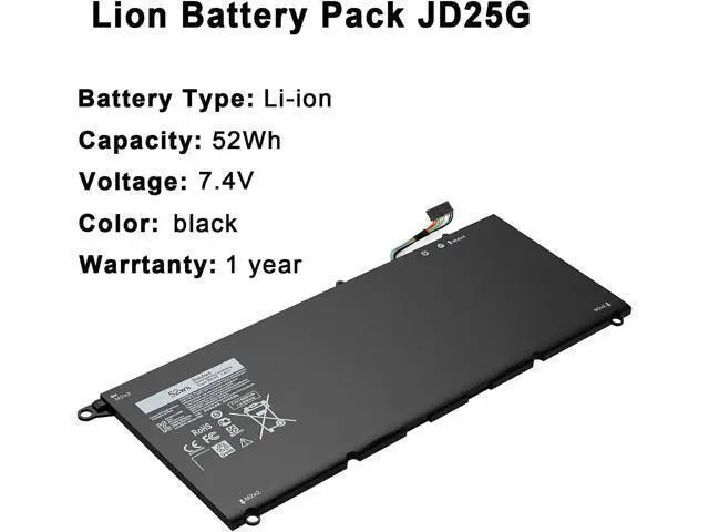 Alt view image 5 of 7 - JD25G 9343 9350 Laptop Battery Replacement for Dell XPS 13 XPS13 13D XPS13D 13-9343 13-9350 13D-9343,90V7W 090V7W 0DRRP 0RWT1R RWT1R 0N7T6 P54G 5K9CP JHXPY