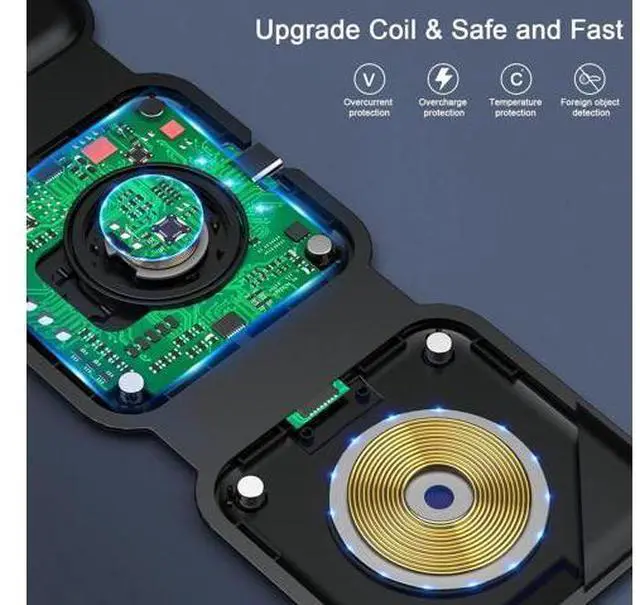 Alt view image 5 of 7 - Wireless Charger 3 in 1 Magnetic Travel Wireless Charging Station Multiple Devices GaN 3 in 1 Charging Station Compatible for iPhone16/15/14/13/Pro/Max iWatch AirPods4/3/2/Pro(Adapter Includes)