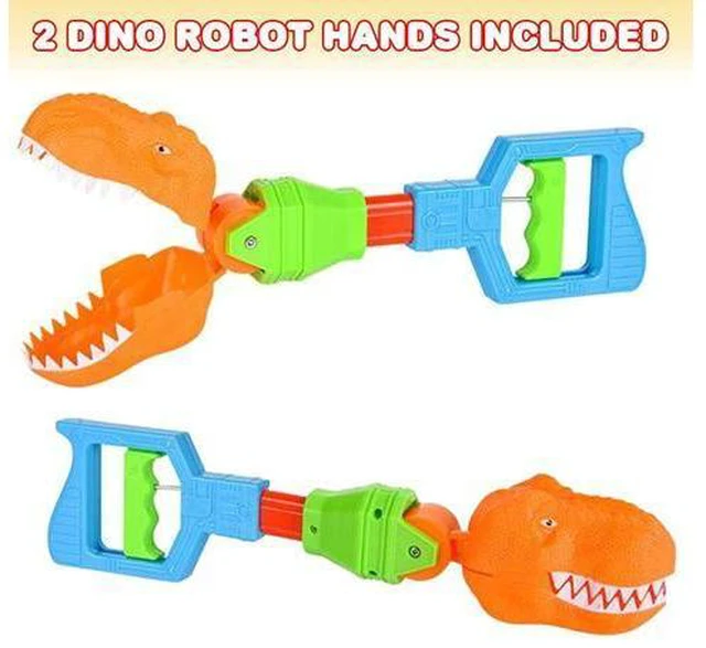 Alt view image 2 of 6 - ArtCreativity Dino Robot Hand Grabber, Set of 2, 14 Inch Robotic Arm Reacher Grab Claw, Cool Grabbing Stick for Kids, Fun Dinosaur Toys for Boys and Girls, Great Holiday and Birthday Gift Idea