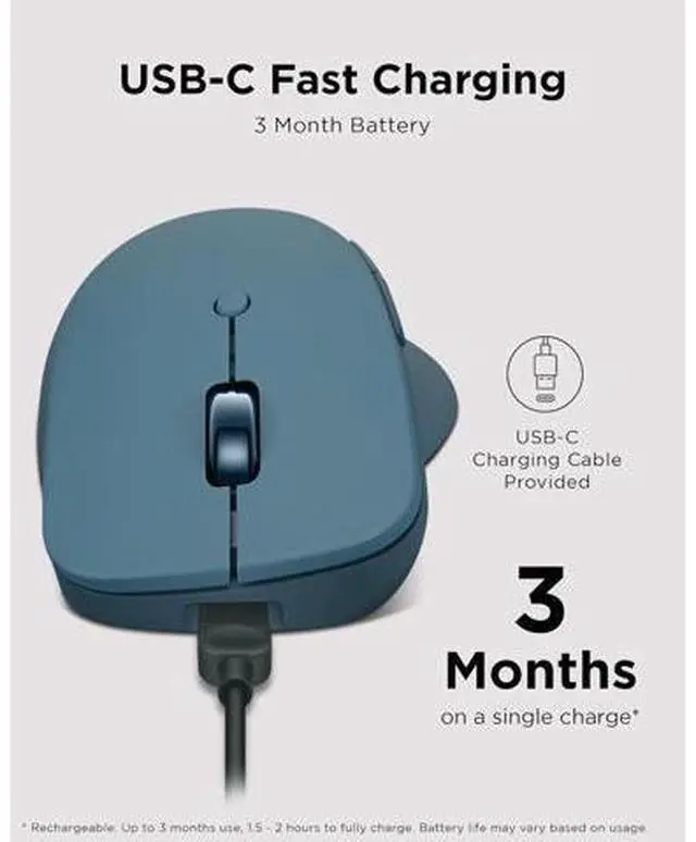 Alt view image 4 of 7 - Yoga Pro Mouse Bluetooth USB-C Rechargable Dual Mode Bluetooth 6 Button Right Handed Design Ergonomic Design Programmable Buttons 2-Way Metal Scroll Wheel Tidal Teal