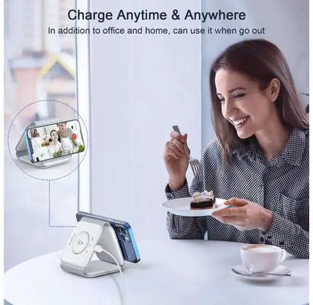 Alt view image 6 of 7 - Wireless Charger 3 in 1 Magnetic Travel Wireless Charging Station Multiple Devices GaN 3 in 1 Charging Station Compatible for iPhone16/15/14/13/Pro/Max iWatch AirPods4/3/2/Pro(Adapter Includes)