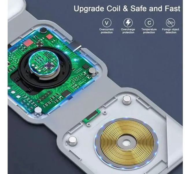 Alt view image 5 of 7 - Wireless Charger 3 in 1 Magnetic Travel Wireless Charging Station Multiple Devices GaN 3 in 1 Charging Station Compatible for iPhone16/15/14/13/Pro/Max iWatch AirPods4/3/2/Pro(Adapter Includes)