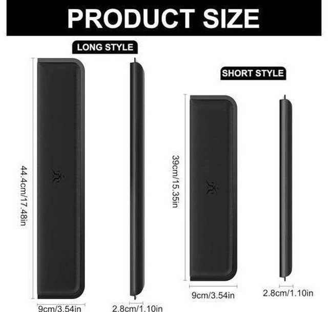 Alt view image 3 of 6 - Computer Keyboard Wrist Rest Pad Ergonomic Soft Memory Foam Wrist Support w/Anti-Slip Rubber Base Black (Ice Silk Cloth 17.48 in*3.54 in*1.1 in)
