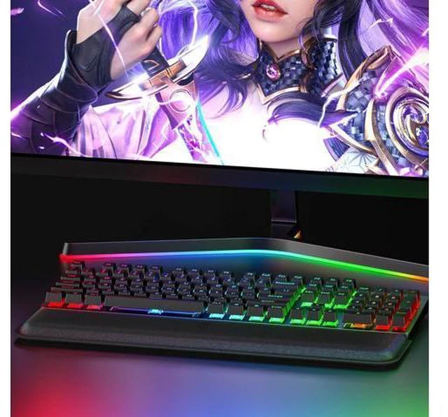 Alt view image 5 of 6 - Computer Keyboard Wrist Rest Pad Ergonomic Soft Memory Foam Wrist Support w/Anti-Slip Rubber Base Black (Ice Silk Cloth 17.48 in*3.54 in*1.1 in)