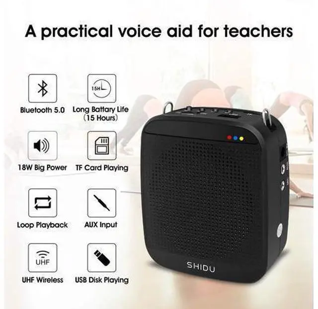 Alt view image 4 of 7 - BONAEVER Wireless Portable Voice Amplifier with UHF Headset Microphone 15W Rechargeable Portable Mini PA Systerm Loudspeaker Speaker for Teachers Fitness In Standructors Yoga Tour Guides