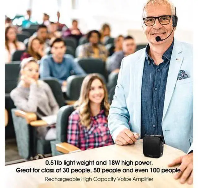 Alt view image 5 of 7 - BONAEVER Wireless Portable Voice Amplifier with UHF Headset Microphone 15W Rechargeable Portable Mini PA Systerm Loudspeaker Speaker for Teachers Fitness In Standructors Yoga Tour Guides