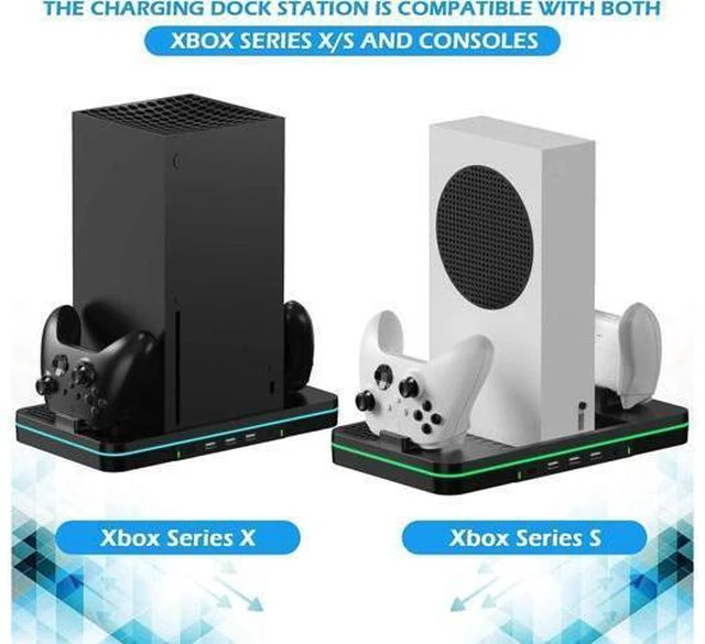 Alt view image 7 of 7 - Cooling Fan for Xbox Series X/S, Controller Charging Station with 2 X 1100 mAh Rechargeable Battery Packs, Cooling Stand Dual Controller Charging Dock with RGB LED Light, 3 USB Ports for Xbox Series X