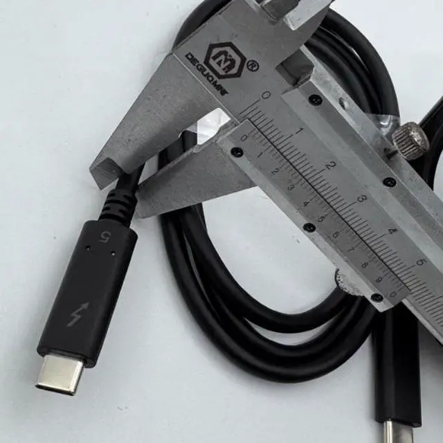 Alt view image 5 of 5 - Orginal Thunderbolt 5 Ultra Soft silver Plated Coaxial 80Gb Full function Dual-Cable Data Cable 240W Fast Charging &K Projection Screen
