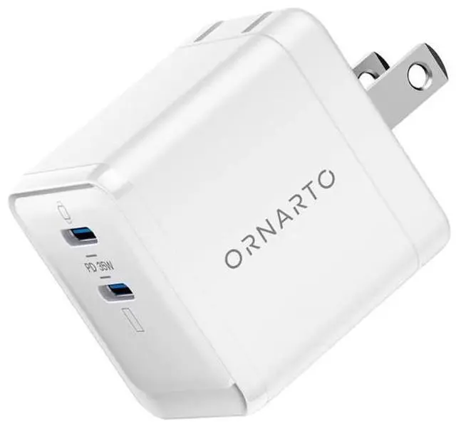 Main image of The ORNARTO dual-C port 35W GaN PD fast charger supports the PPs protocol and iscompatible with iPhone 14/13, iPad,  S22/S21,