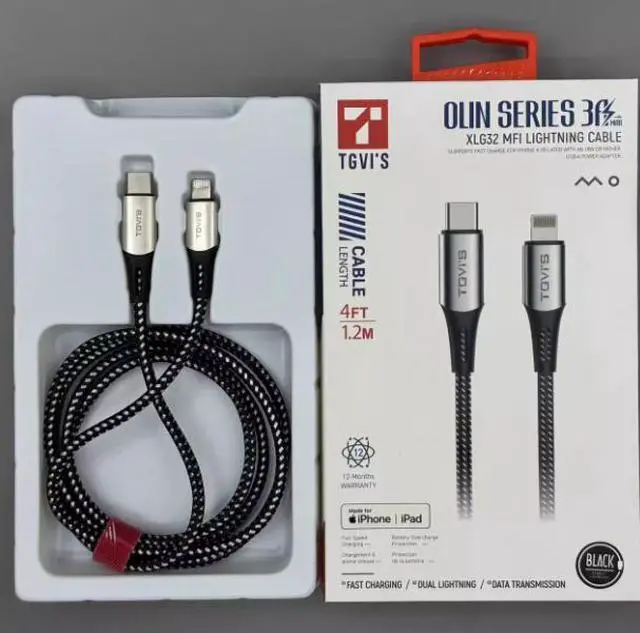 Alt view image 2 of 4 - TGVl's original C94 certified PD fast charging cable MFl data cable iscompatible with Apple iPhone 15/14/13 Pro, iPad, and 12.