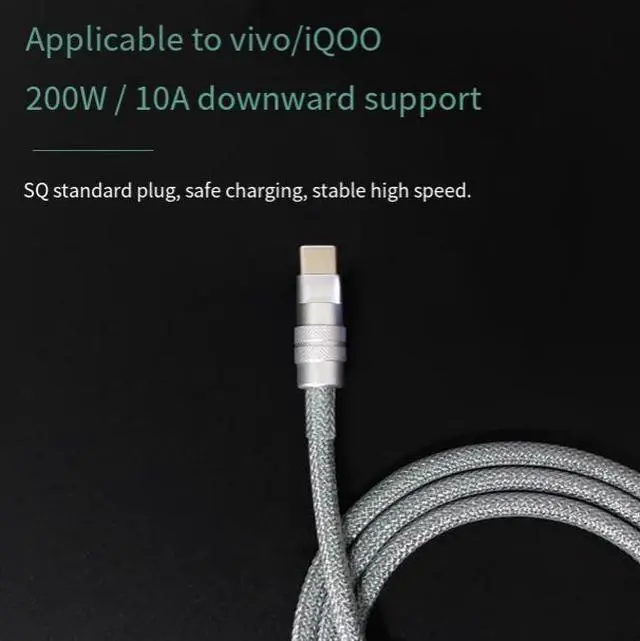 Alt view image 3 of 5 - Customized by for200W fast charging with 10A/6Acurent. Data cable for iqoo lls and vivo 120\ fast charging, supporting PD 3.1240W dual-type-C original version for 10 Pro, Neo 9, 8, 7, X Fold 3, an