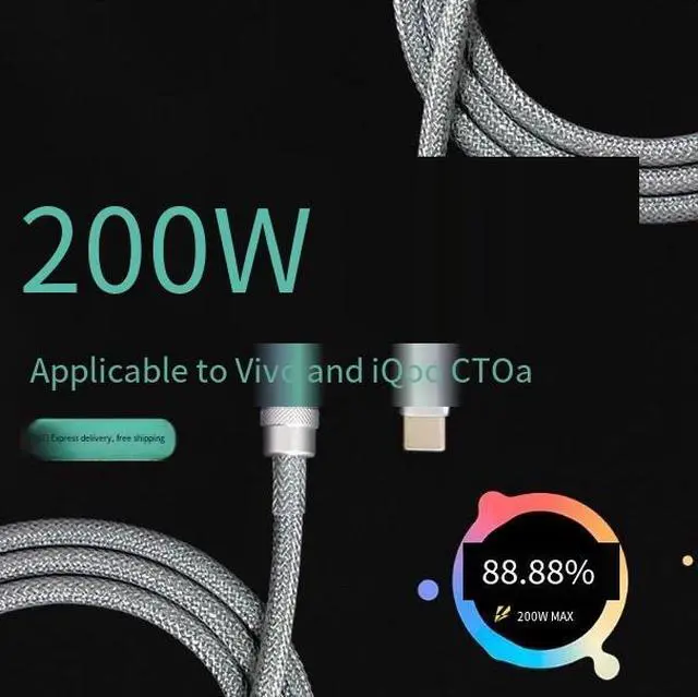 Alt view image 5 of 5 - Customized by for200W fast charging with 10A/6Acurent. Data cable for iqoo lls and vivo 120\ fast charging, supporting PD 3.1240W dual-type-C original version for 10 Pro, Neo 9, 8, 7, X Fold 3, an