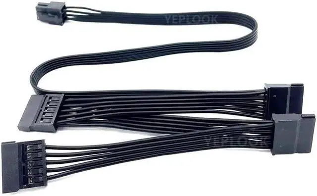Alt view image 4 of 6 - 6Pin to 4x SATA Straight SSD HDD Power Cable for CORSAIR 1500W 1200W 1000W 850W 750W 650W 550W 500W 450W Type 3 & 4 Modular PSUs