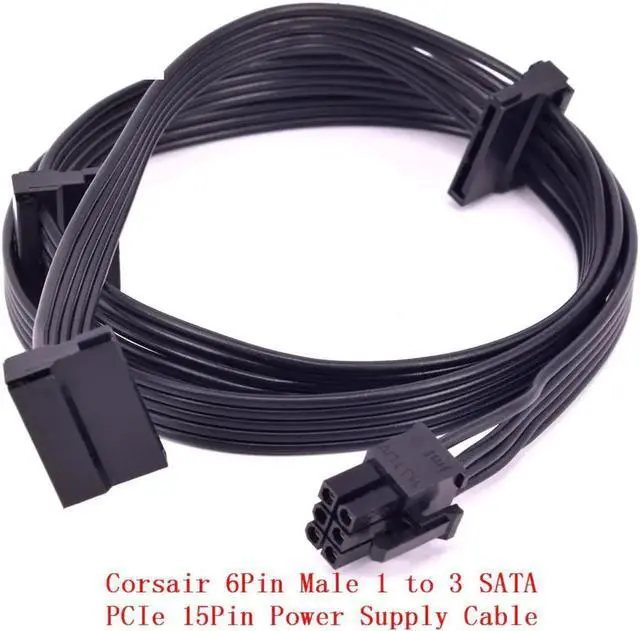 Alt view image 7 of 7 - PCI-e 6Pin Male 1 to 3 SATA 15Pin Power Supply Cable for CORSAIR CS CX HX RM Series CS450M CS550M CS650M CS750M CS850M CX450M CX650MX CX750M HX1050 HX850 HX750 HX650 RM450 RM550