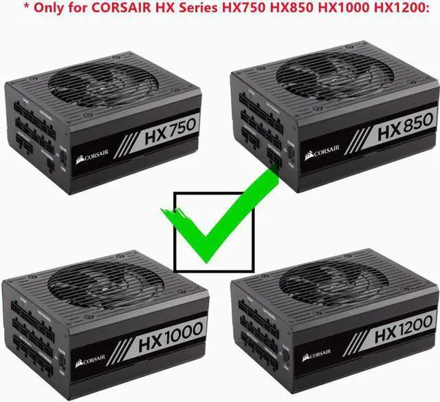 Alt view image 5 of 6 - PCIe 8Pin to 8Pin 6+2Pin GPU Power Supply Cable For Corsair HX Series HX750 HX850 HX1000 HX1200 Full Modular PSU 18AWG 60CM