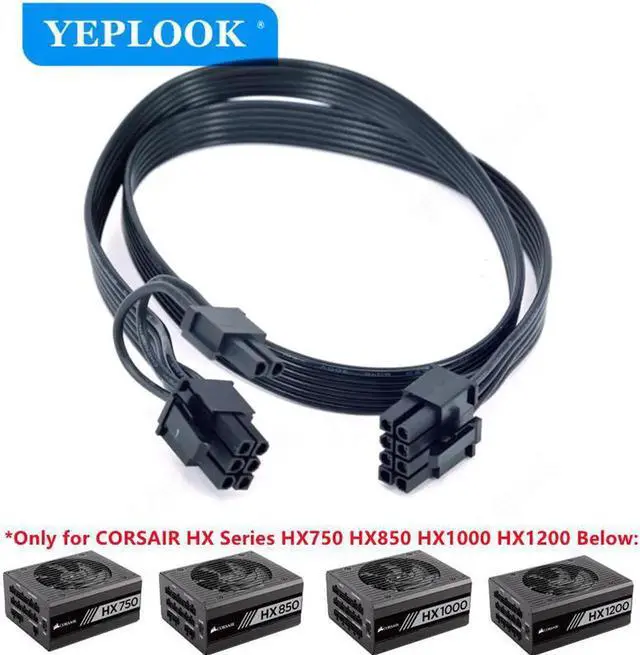 Main image of PCIe 8Pin to 8Pin 6+2Pin GPU Power Supply Cable For Corsair HX Series HX750 HX850 HX1000 HX1200 Full Modular PSU 18AWG 60CM