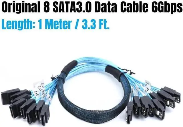 Alt view image 7 of 7 - 8PCS SATA3.0 1M/3Ft SAS 7Pin 6Gbps Data Cable for NAS, Server BTC Mining, Work Station Board, HDD SSD, Optical Drive, Raid Card