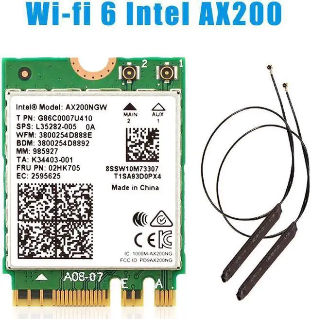 Main image of WiFi 6 Dual Band 3000Mbps Wireless Card For Intel AX200 M.2 Bluetooth 5.0 2.4G/5Ghz 802.11ac/ax AX200NGW Wi-fi Adapter Antenna