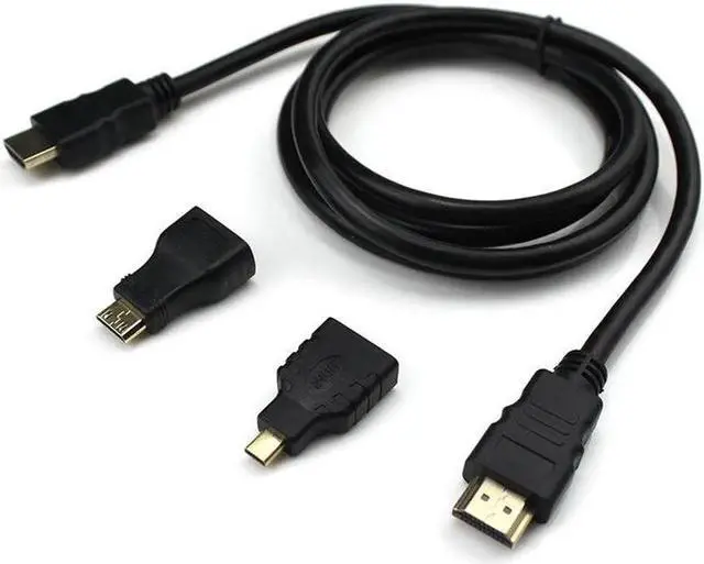 Main image of Full HD High Speed 3 in 1 male to male Mini HDMI Micro HDMI 1.5M Cable for Xbox 360 HDTV 1080P Mobile etc V1.4 Gold Adapter