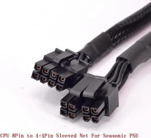 Alt view image 6 of 6 - Seasonic CPU 8pin to 4+4pin Power Supply Cable ATX 12V P4 to P8 With Net for KM3 Series X-750 X-850 SS-1050XP3 M12II Evo Series 620 650 750 850 Snow Silent 750 1050 FOCUS PLUS Gold SSR-850FX