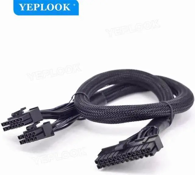 Alt view image 5 of 6 - 14pin+10Pin to 24Pin 20+4Pin Power Supply Cable Sleeved For Corsair Old Version RM Series RM1000 RM850 RM750 RM650 RM550 RM450