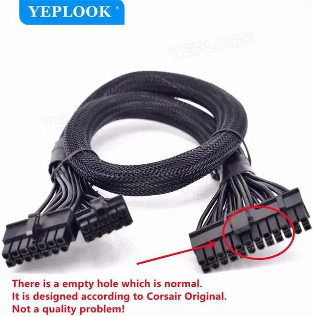 Alt view image 2 of 6 - 14pin+10Pin to 24Pin 20+4Pin Power Supply Cable Sleeved For Corsair Old Version RM Series RM1000 RM850 RM750 RM650 RM550 RM450