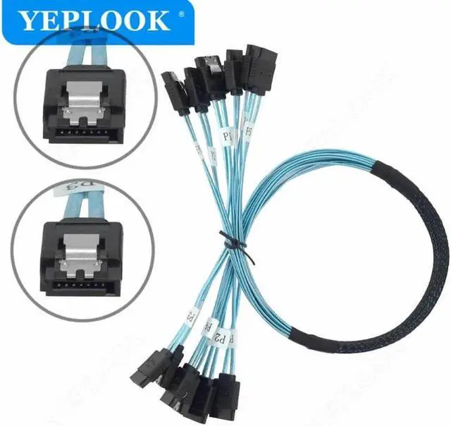 Alt view image 2 of 4 - 4 SATA To 4 SATA SATA3.0 6Gbps 7Pin SAS Cable for Server Hard Drive Data Cable 0.5M(1.6ft)