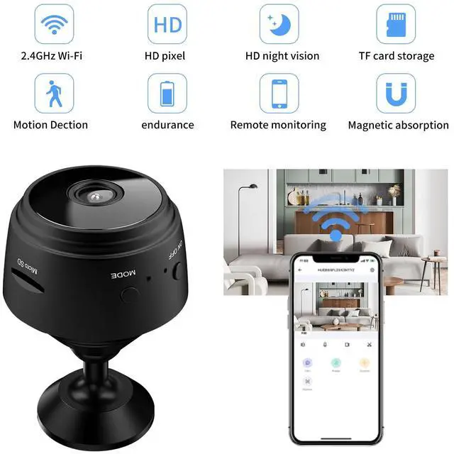Alt view image 5 of 7 - A9 camera high-definition 1080P motion DV wireless Wi-Fi night vision camera for home security monitoring.