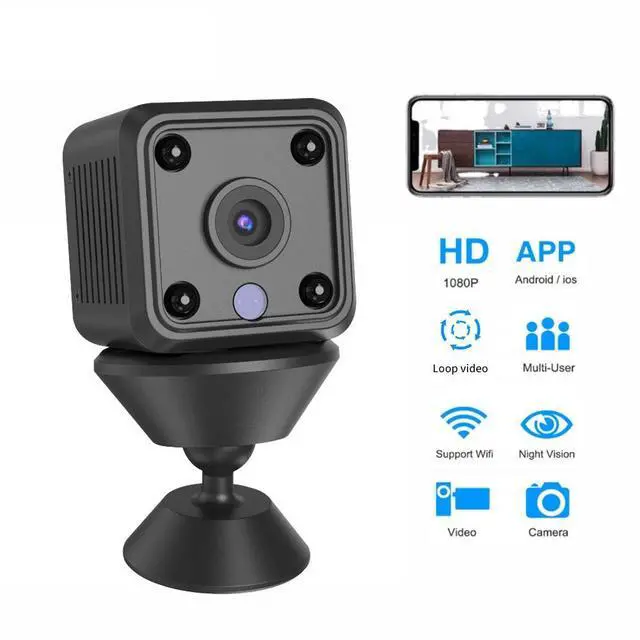 Alt view image 4 of 7 - X6 high-definition small square camera 1080P wireless wifi night vision home security camera outdoor sports DV
