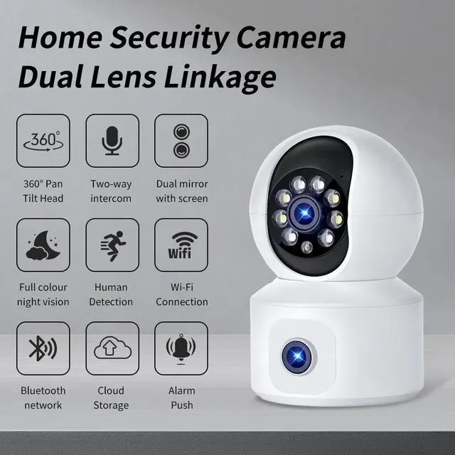 Alt view image 6 of 7 - K22 indoor dual-camera wireless WlFl camera with dual-light intelligent full-color camera for remote intercom monitoring