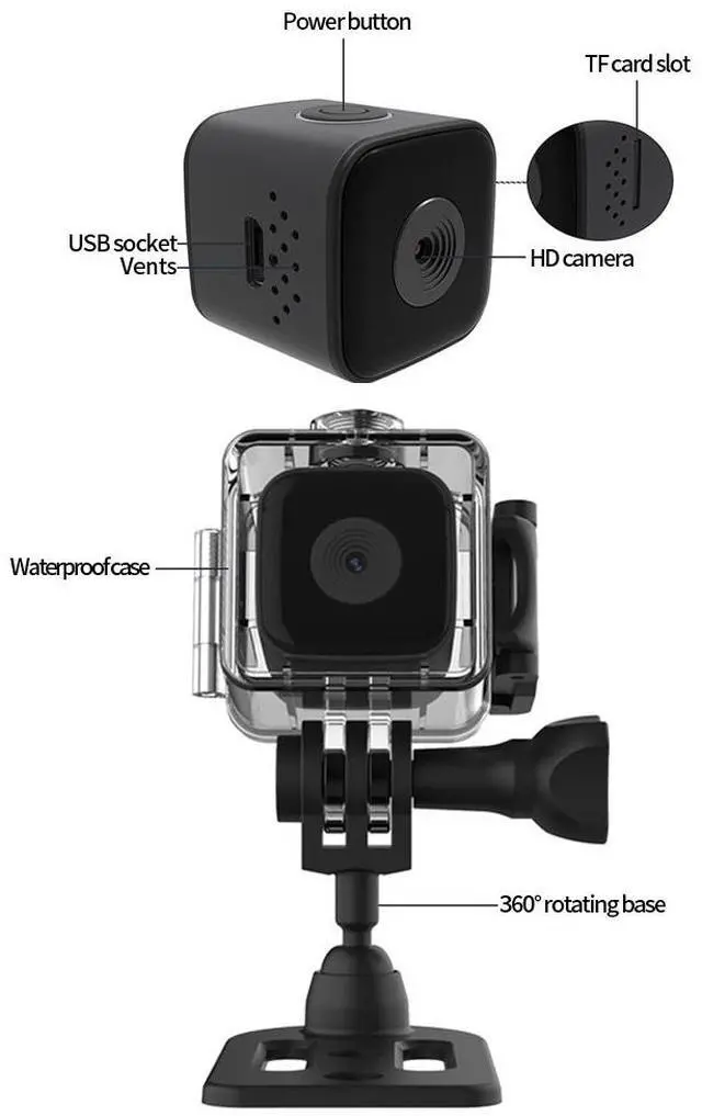Alt view image 3 of 7 - SQ28 Camera- High Definition Night Vision 1080p Waterproof Outdoor Sports Camera- Home Security Video Recording Camera
