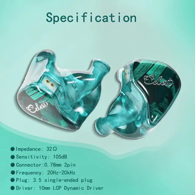 Alt view image 2 of 6 - 10mm LCP Liquid Crystal Polymer Dynamic Driver IEM Earphones,in Ear Monitor,Earbuds with Microphone,3.5mm inears Headphones,iems for Gaming Green with mic