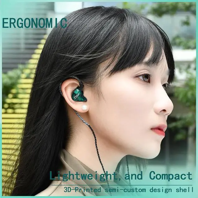 Alt view image 4 of 6 - 10mm LCP Liquid Crystal Polymer Dynamic Driver IEM Earphones,in Ear Monitor,Earbuds with Microphone,3.5mm inears Headphones,iems for Gaming Green with mic