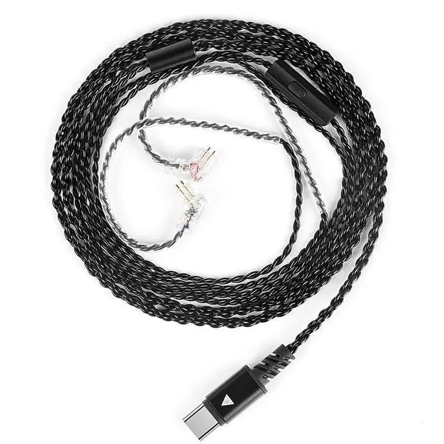 Main image of QKZ TC100 in Ear Monitor Cable,Type-C Plug with Microphone IEM Cable, Replacement Earphone Cable with 0.78mm 2Pin Connectors, Earphone Extension Cords 2pin 0.75mm  Black