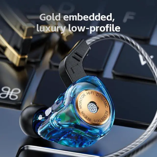 Alt view image 3 of 6 - Dynamic Priver in Ear Monitor Earphones,IEM Earbuds with Microphone,3.5mm Headphones,Ear Buds Wired,iems for Gaming Red