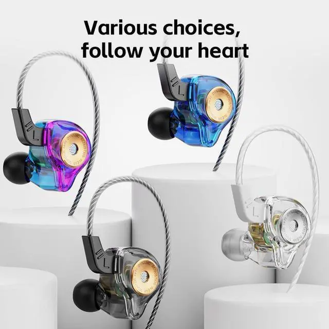 Alt view image 2 of 6 - Dynamic Priver in Ear Monitor Earphones,IEM Earbuds with Microphone,3.5mm Headphones,Ear Buds Wired,iems for Gaming Red