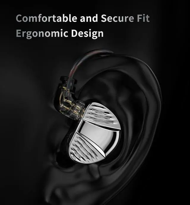Alt view image 4 of 6 - V10 PRO Dual Dynamic Driver and Dual Balanced Armature Hybrid Earphones,in Ear Monitor Headphones,IEM Wired Earbuds,HiFi Ear Phones,3.5mm/usbc Headphones Type-c with mic  Silver