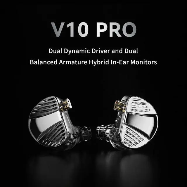 Alt view image 5 of 6 - V10 PRO Dual Dynamic Driver and Dual Balanced Armature Hybrid Earphones,in Ear Monitor Headphones,IEM Wired Earbuds,HiFi Ear Phones,3.5mm/usbc Headphones Type-c with mic  Silver