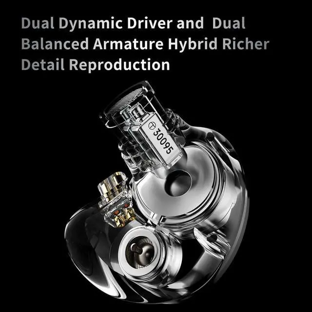 Alt view image 6 of 6 - V10 PRO Dual Dynamic Driver and Dual Balanced Armature Hybrid Earphones,in Ear Monitor Headphones,IEM Wired Earbuds,HiFi Ear Phones,3.5mm/usbc Headphones Type-c with mic  Silver