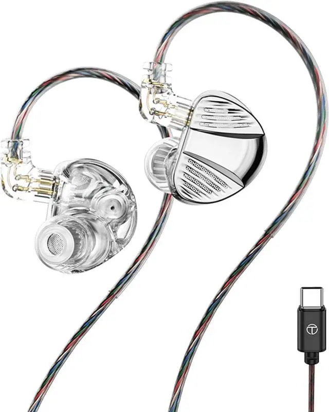Main image of V10 PRO Dual Dynamic Driver and Dual Balanced Armature Hybrid Earphones,in Ear Monitor Headphones,IEM Wired Earbuds,HiFi Ear Phones,3.5mm/usbc Headphones Type-c with mic  Silver