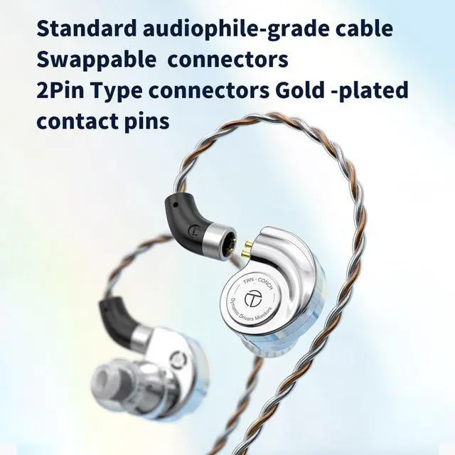 Alt view image 2 of 5 - TRN DLC Diamond Diaphragm Dynamic in Ear Monitors,10mm Dual-Circuit Dynamic Driver Earphones,Ear Buds Wired,Plug Type 2.5mm/3.5mm/4.4mm Ear Buds Wired