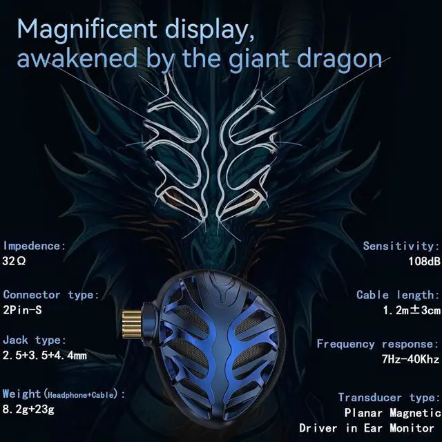 Alt view image 3 of 6 - TRN Azure Dragon 14.6mm Diaphragm Earphone,Ear Buds Wired,Wired Earbuds,in Ear Monitor,Earphones Wired,Ear Phones,2.5/3.5/4.4mm Plug Headphones