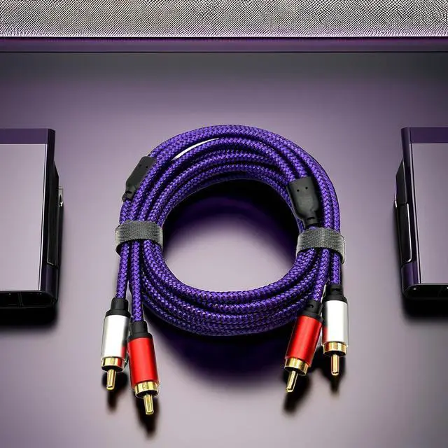 Alt view image 3 of 4 - Two-to-two AV red and white double lotus head audio cable, 2-to-2 RCA cable, Ty, computer,speaker and power amplifer connection cable