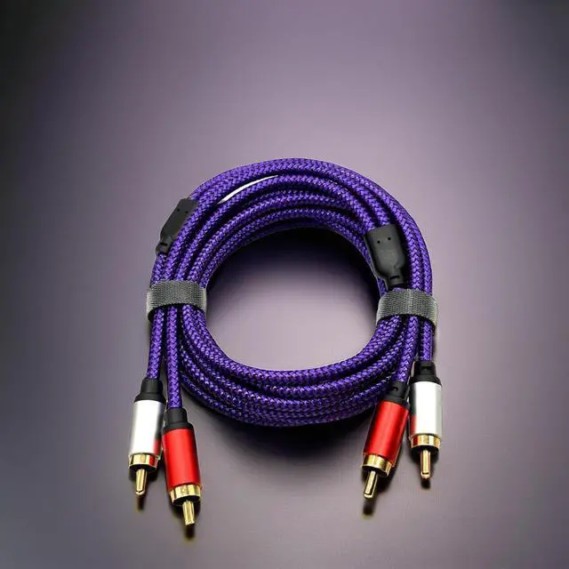 Alt view image 2 of 4 - Two-to-two AV red and white double lotus head audio cable, 2-to-2 RCA cable, Ty, computer,speaker and power amplifer connection cable